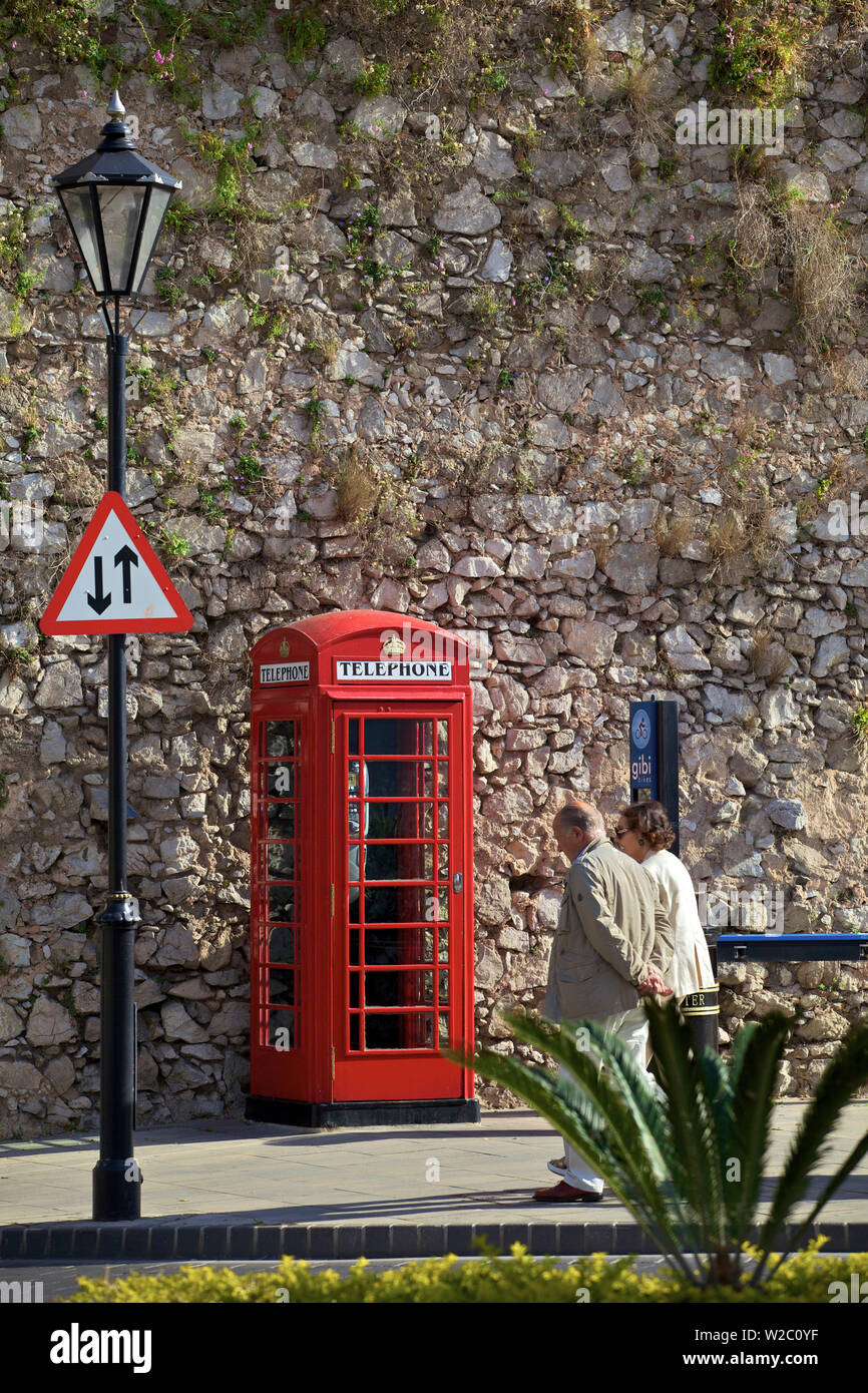 Traditional UK Phone Box, Gibraltar, Cadiz Province Stock Photo