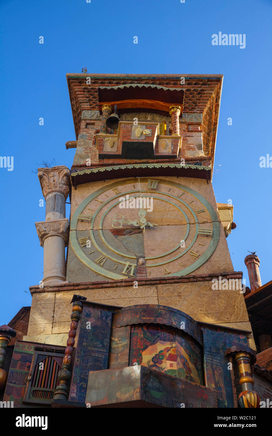 Georgia, Tbilisi, Old Town, Clock tower attached to the puppet theatre Stock Photo