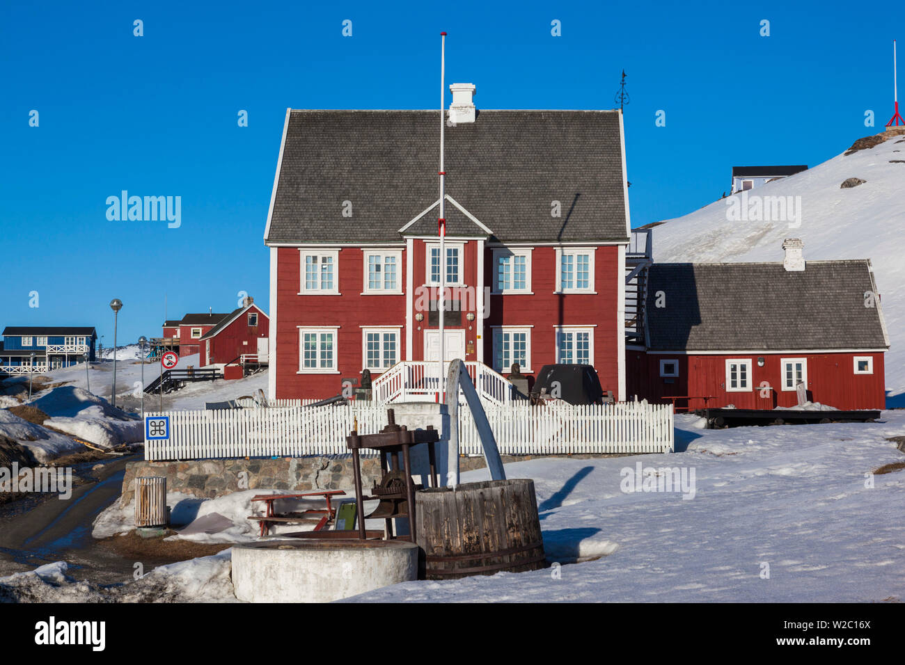 Greenland, Disko Bay, Ilulissat, Knud Rasmussen Museum, exterior Stock Photo