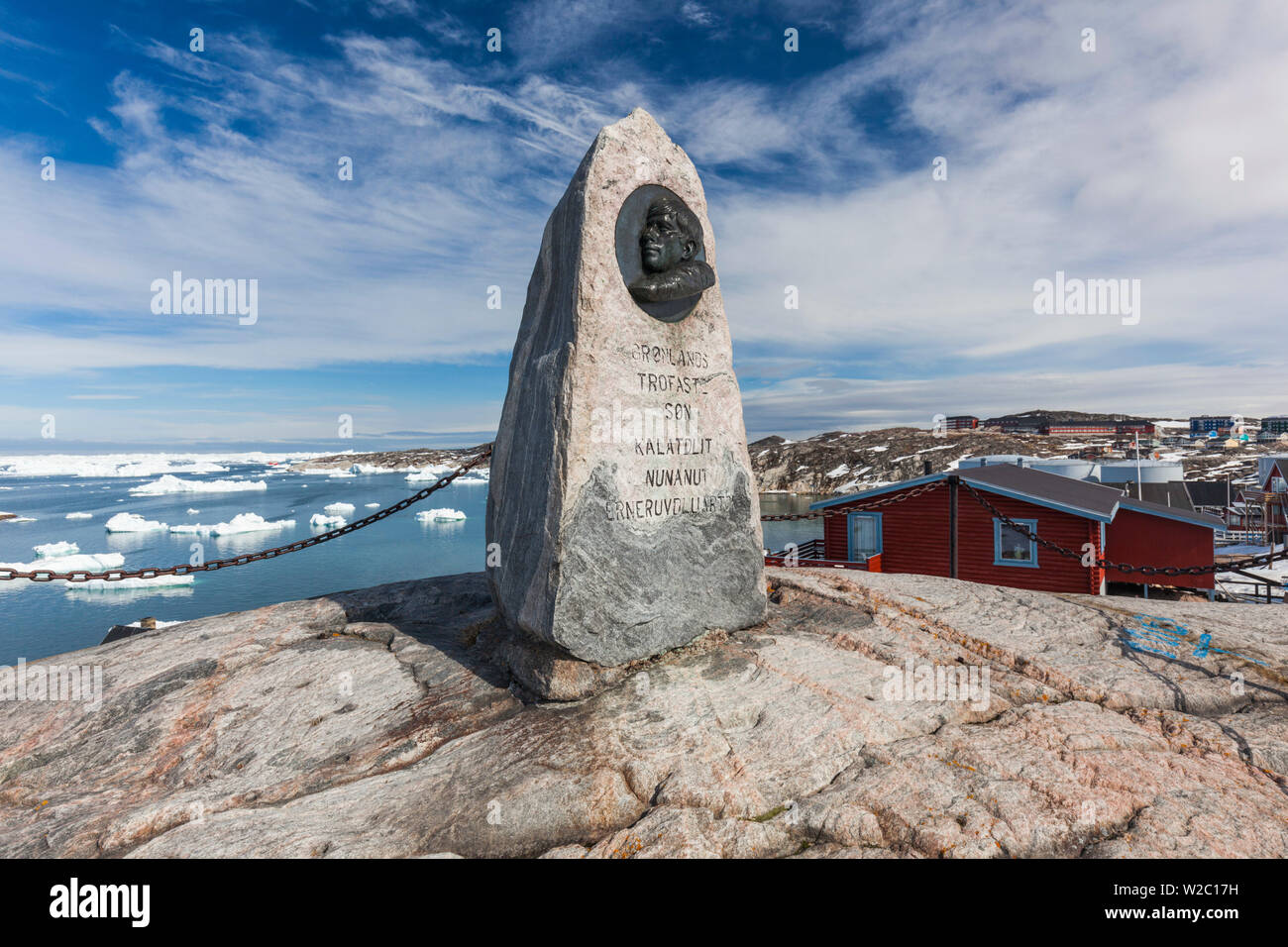 Greenland, Disko Bay, Ilulissat, Knud Rasmussen Memorial Stock Photo
