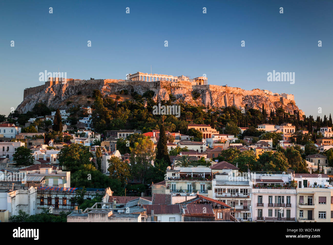Greece, Athens, Acropolis, sunset Stock Photo