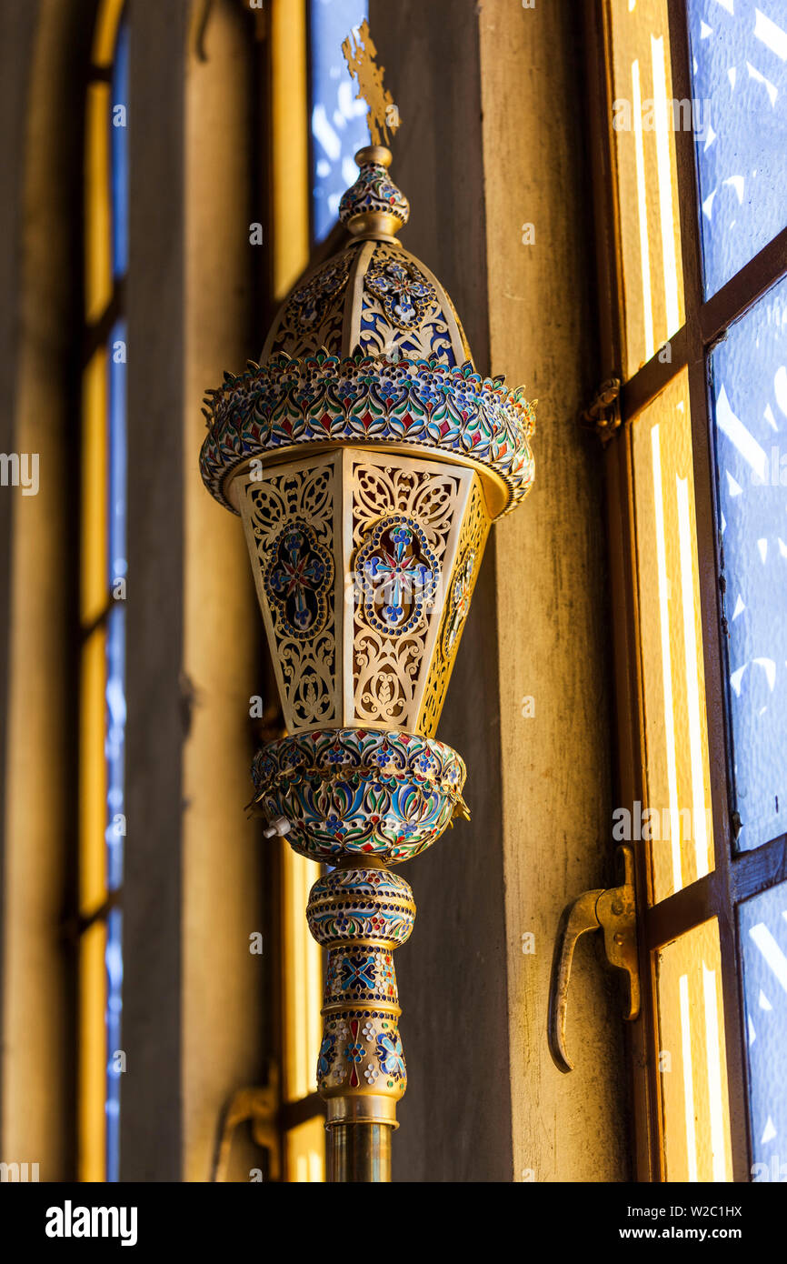 Greece, Peloponese Region, Patra, Agios Andreas church lamp Stock Photo