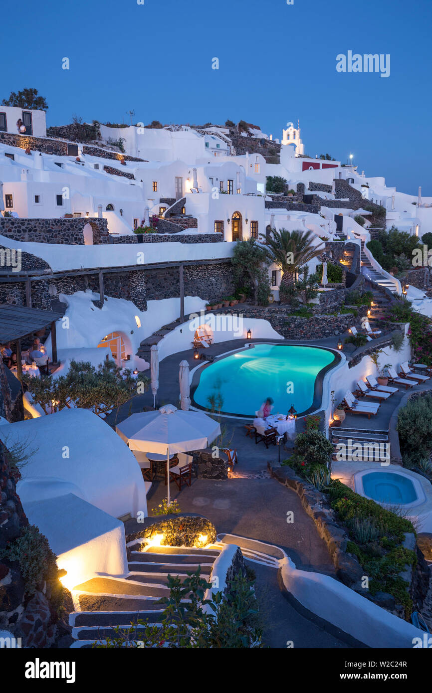 The luxury 5 star Perivolas hotel, Oia, Santorini (Thira), Cyclades Islands, Greece Stock Photo