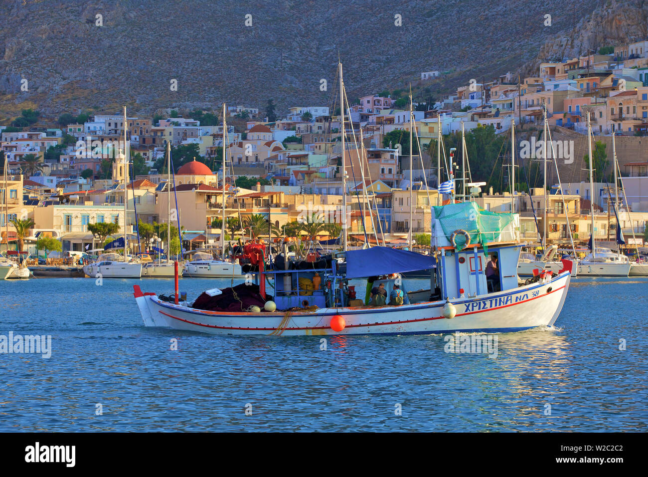 Fishing Boat In Harbour At Pothia, Kalymnos, Dodecanese, Greek Islands