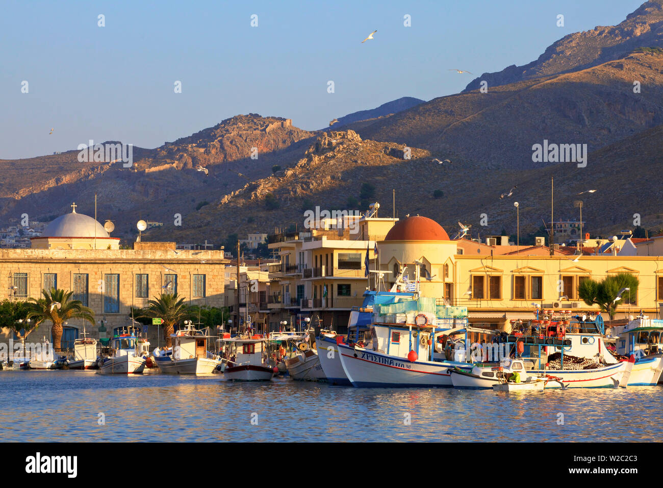 Harbour At Pothia, Kalymnos, Dodecanese, Greek Islands, Greece, Europe Stock Photo