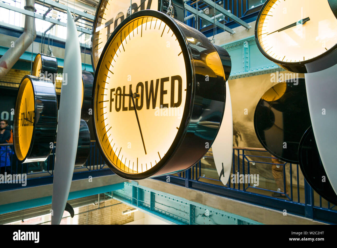 Ireland, Dublin, Guiness Storehouse, brewery museum, clocks Stock Photo