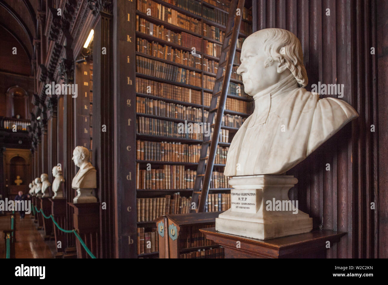 Ireland, Dublin, Trinity College, Old Library building, Long Room, bust of Thomas Elrington Stock Photo
