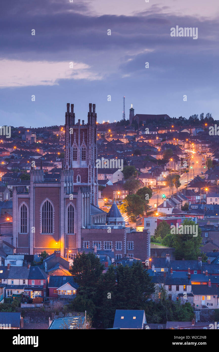 Ireland, County Cork, Cork City, St. Mary's Cathedral, elevated view, dusk Stock Photo