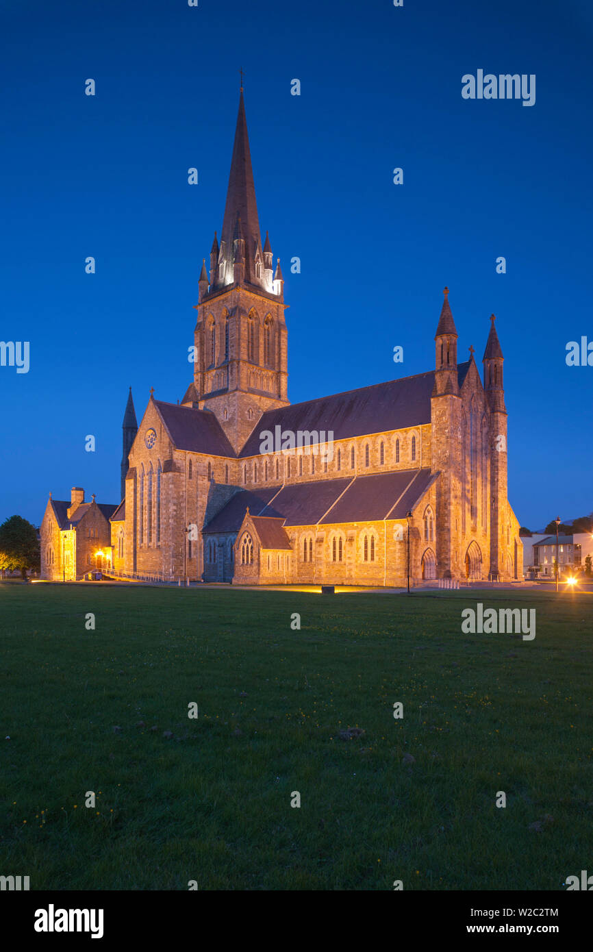 Ireland, County Kerry, Ring of Kerry, Killarney, St. Mary's Catholic Cathedral, exterior, dusk Stock Photo