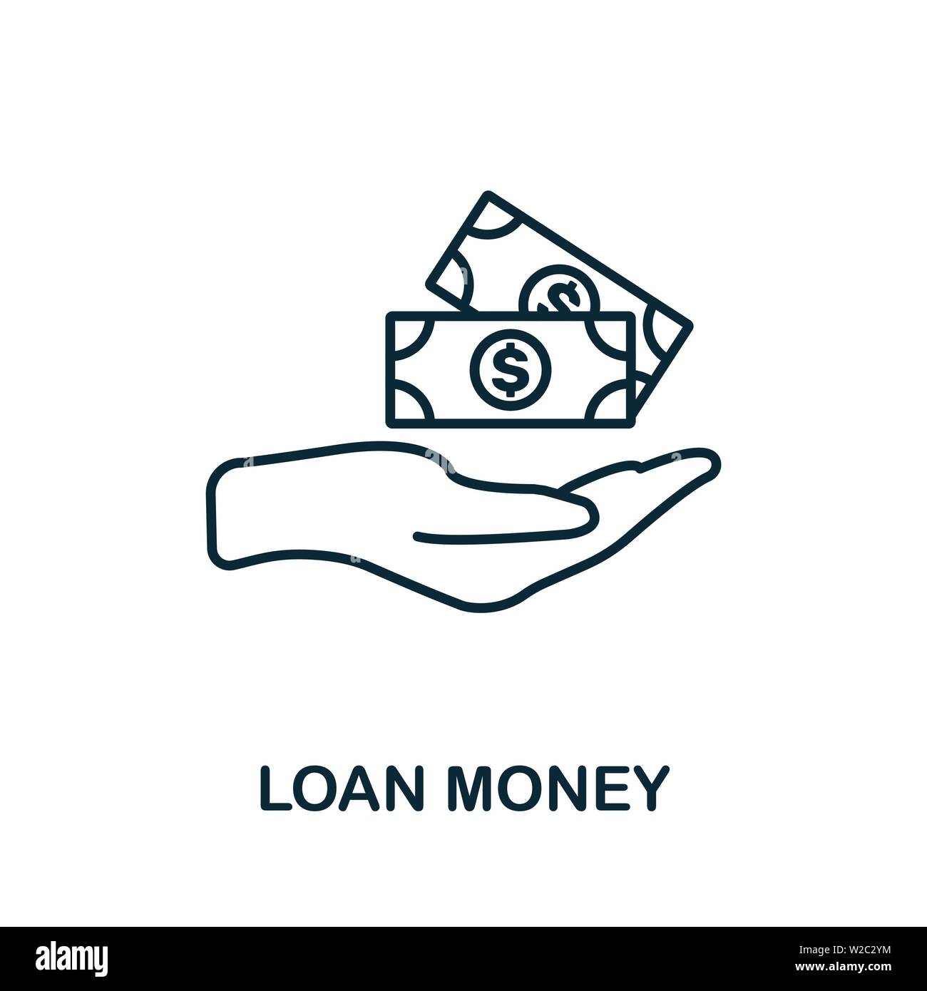 Loan Money outline icon. Thin line concept element from business ...