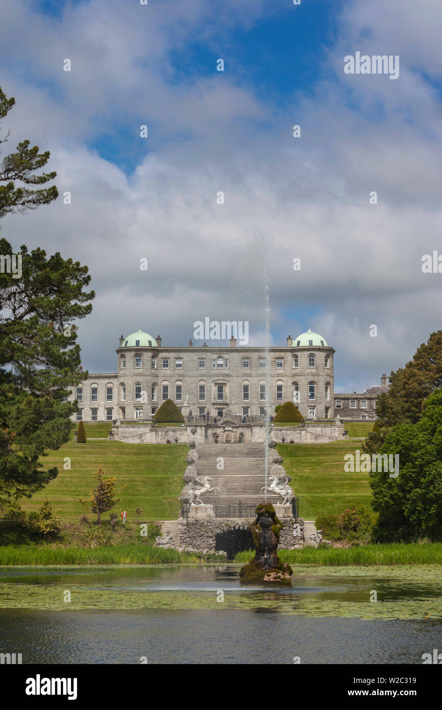 Ireland, County Wicklow, Enniskerry, Powerscourt Estate, Powerscourt House from Triton Lake Stock Photo