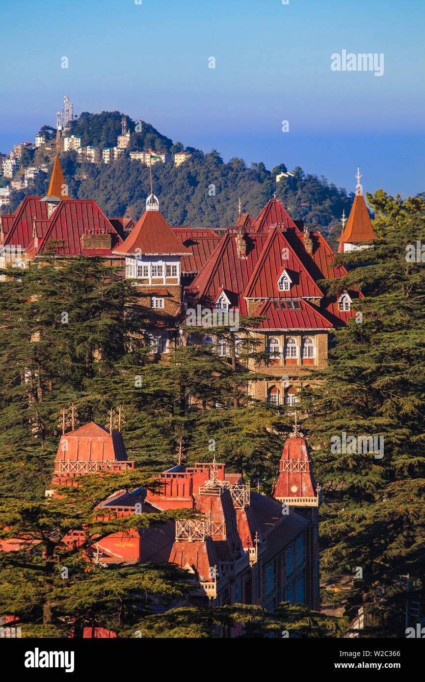 India, Himachal Pradesh, Shimla, View of Shimla Stock Photo