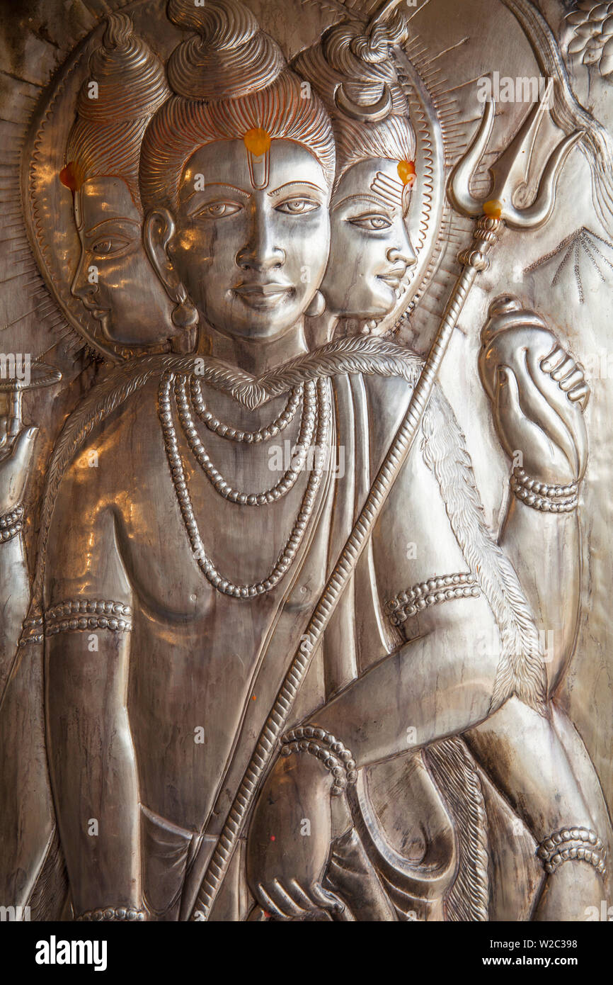 India, Punjab, Amritsar, Durgiana Temple also called Lakshmi Narayan Temple, Carvings on silver door Stock Photo
