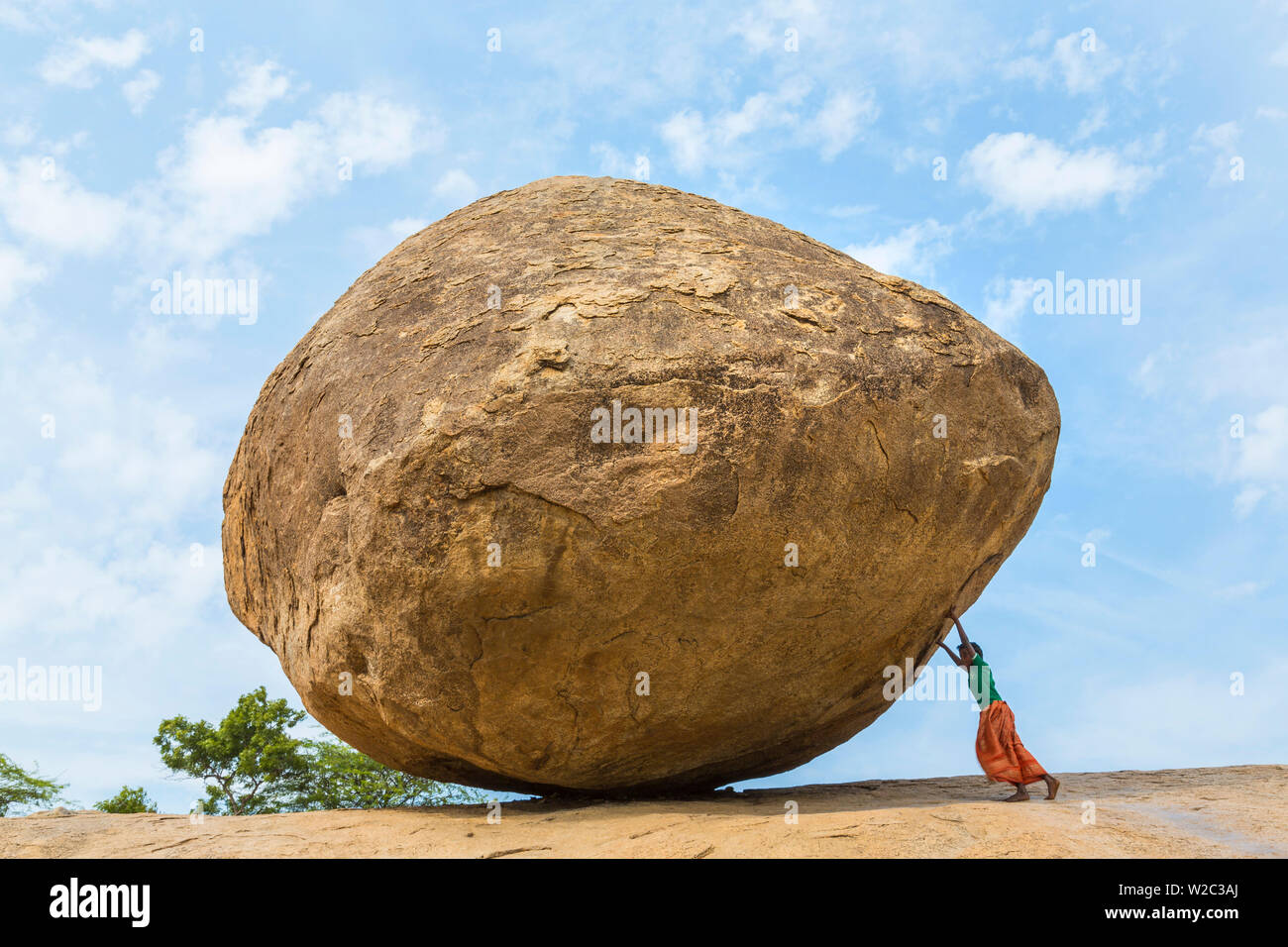 The Butterball rock at Mamallapuram, Tamil Nadu, Southern India Stock Photo