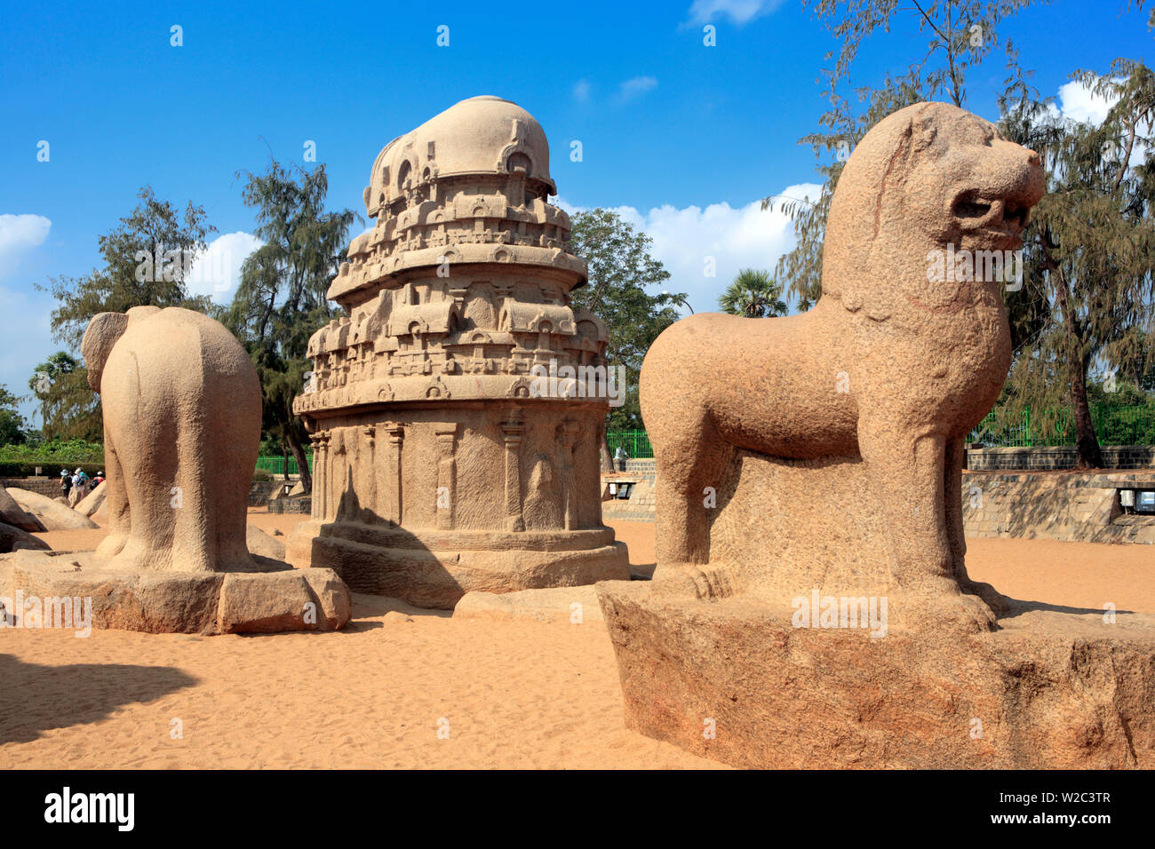 Pancha Rathas, cave temple (7th century), Mahabalipuram, Tamil Nadu, India Stock Photo