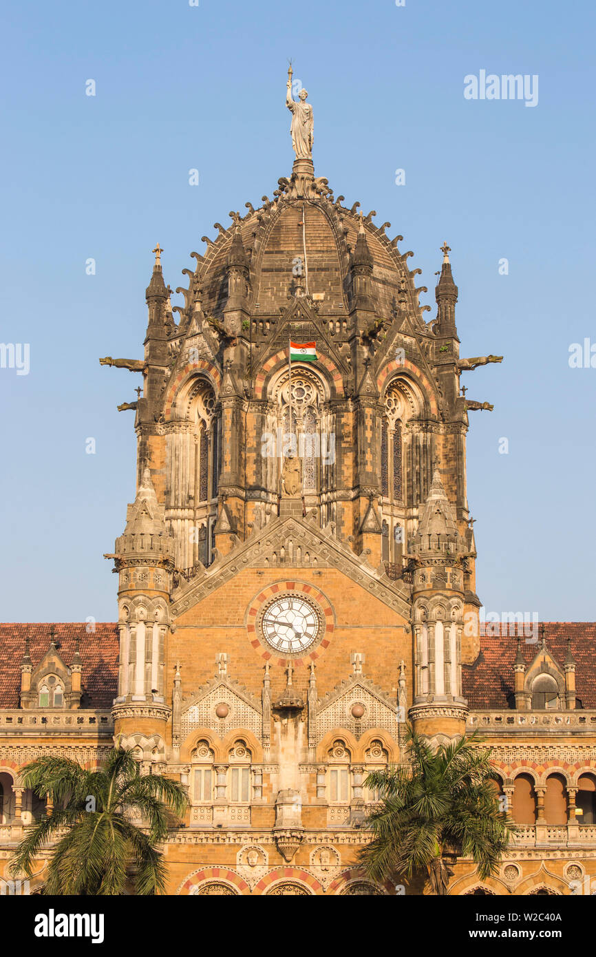 India, Maharashtra, Mumbai,  Chhatrapati Shivaji Terminus a historic railway station and a UNESCO World Heritage Sit Stock Photo
