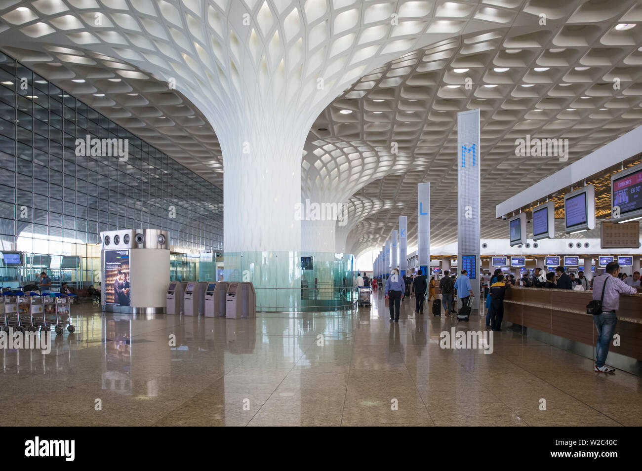 India, Maharashtra, Mumbai, Mumbai International Airport - Chhatrapati Shivaji International Airport, International Terminal Stock Photo