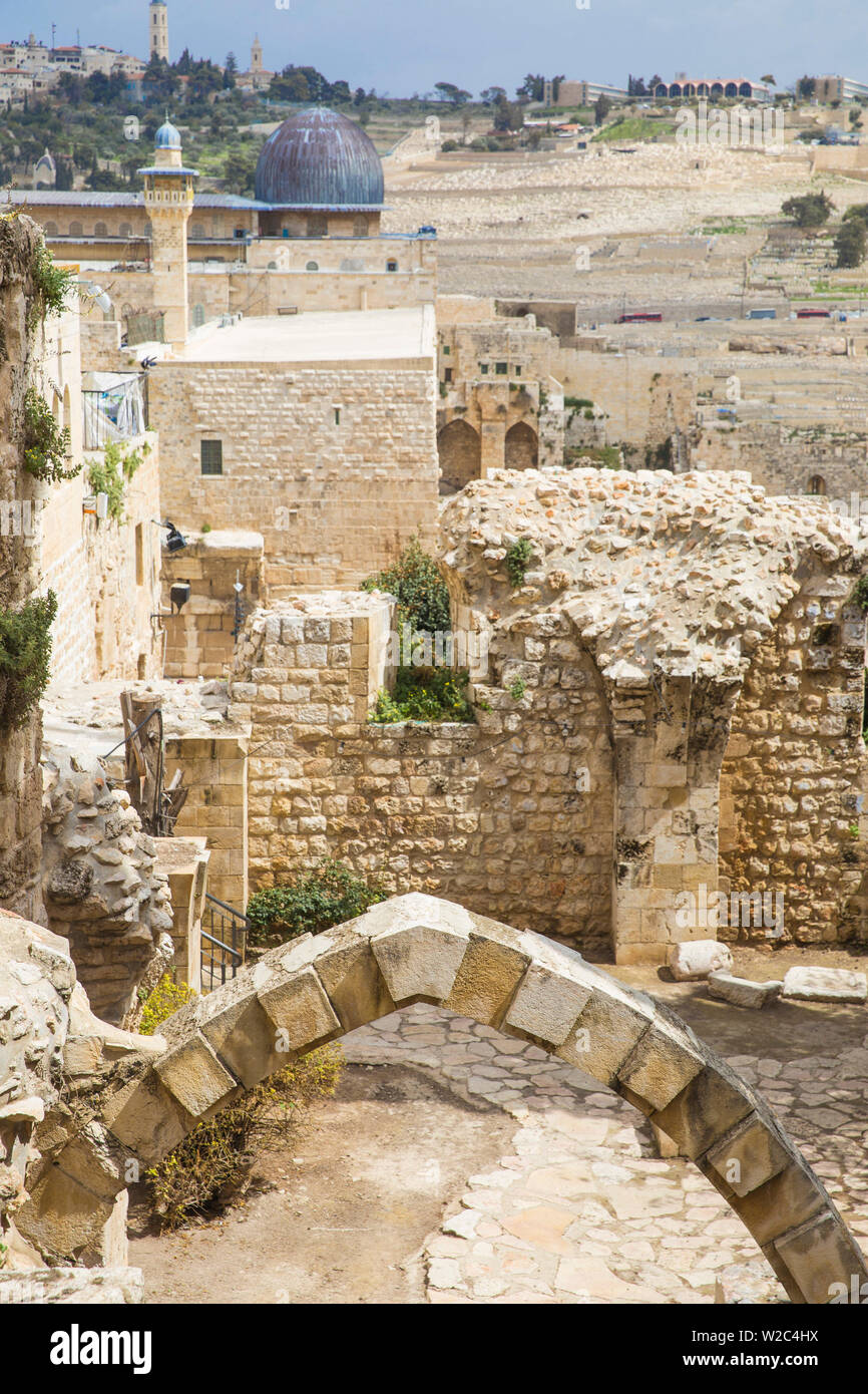Israel, Jerusalem, Old City, Ancient ruins in The Jewish Quarter Stock Photo