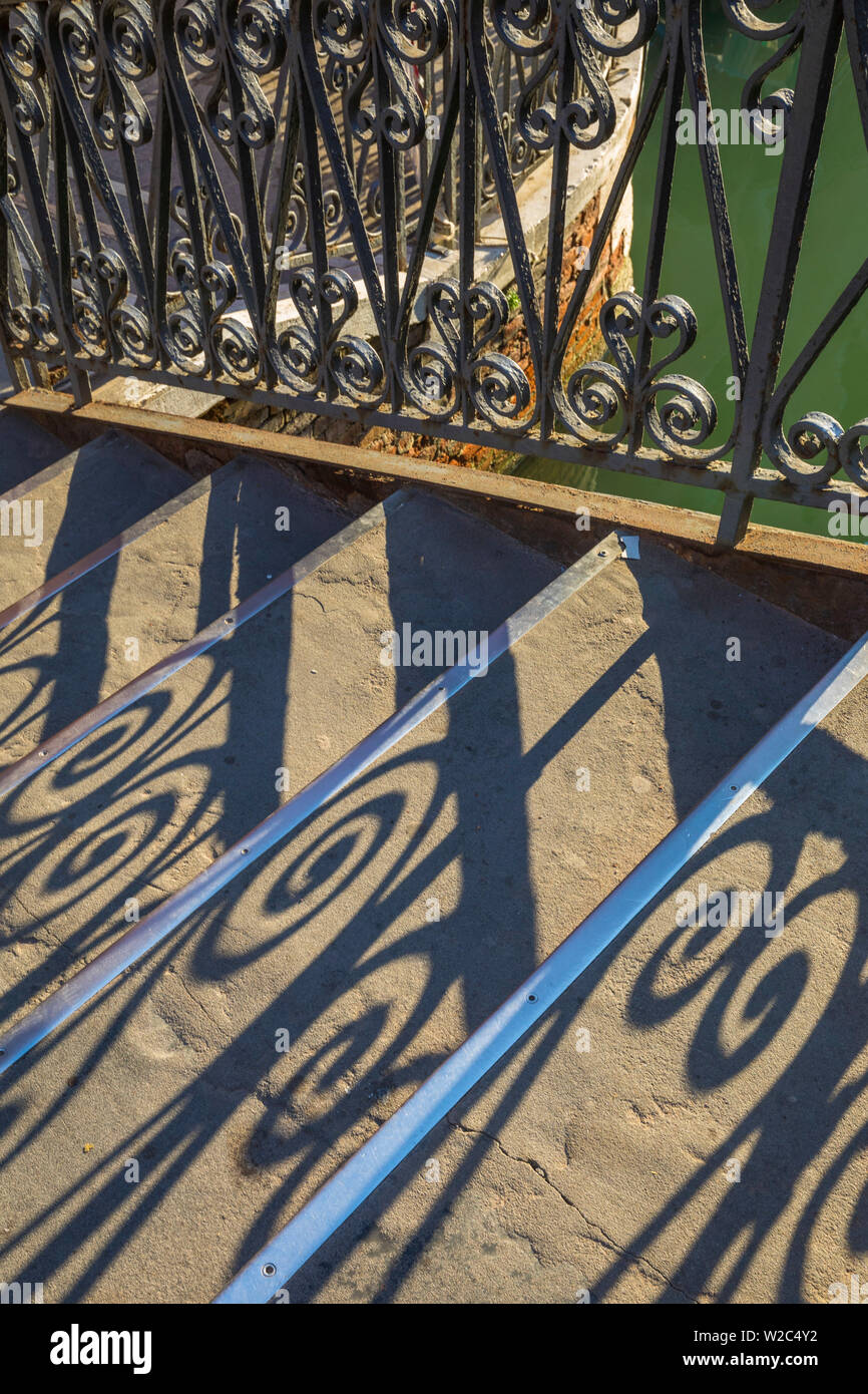Railings and steps on a small bridge, Venice, Veneto, Italy Stock Photo ...