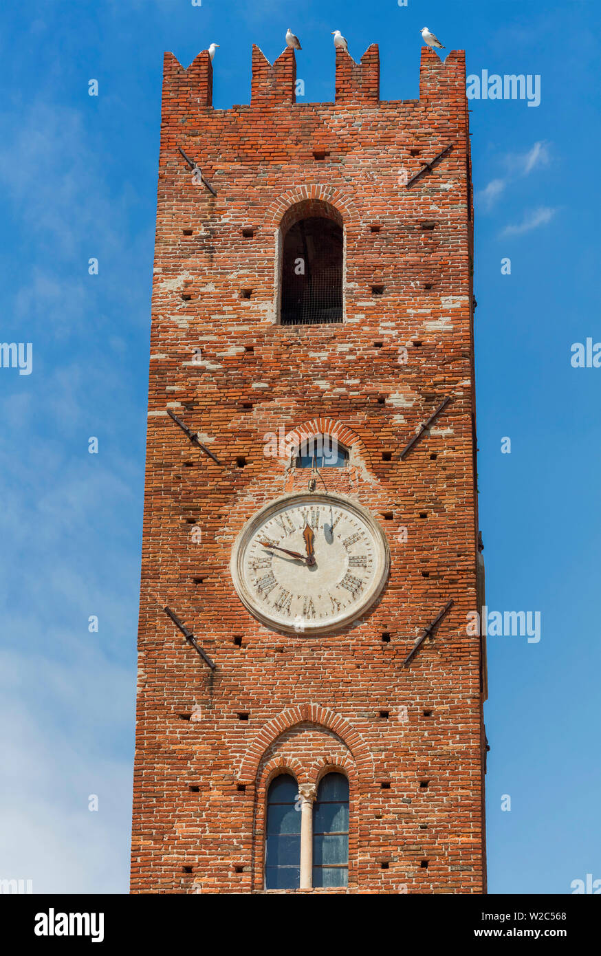 Civic tower, Noli, Province of Savona, Liguria, Italy Stock Photo
