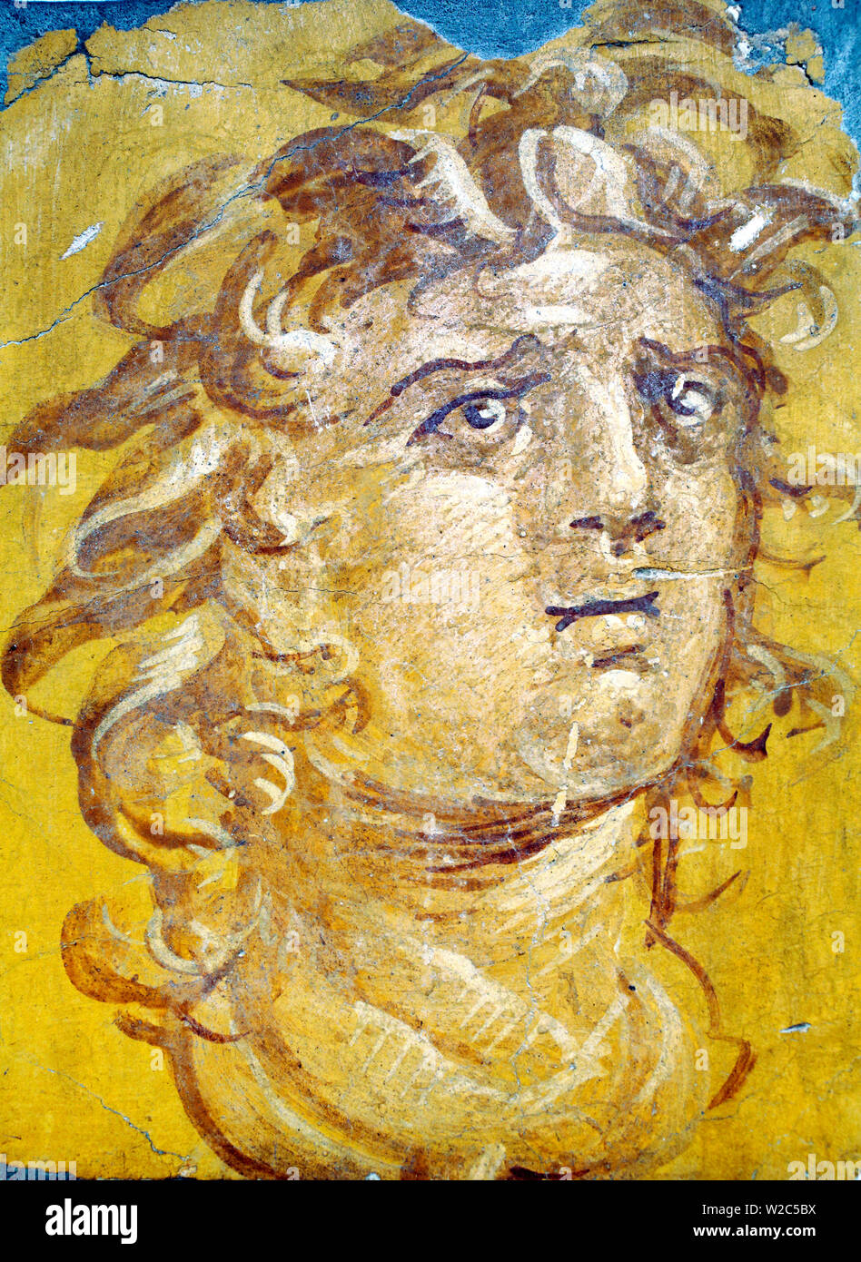 Portrait, Roman fresco from the Villa of the Papyri, National Archaeological Museum, Naples, Campania, Italy Stock Photo