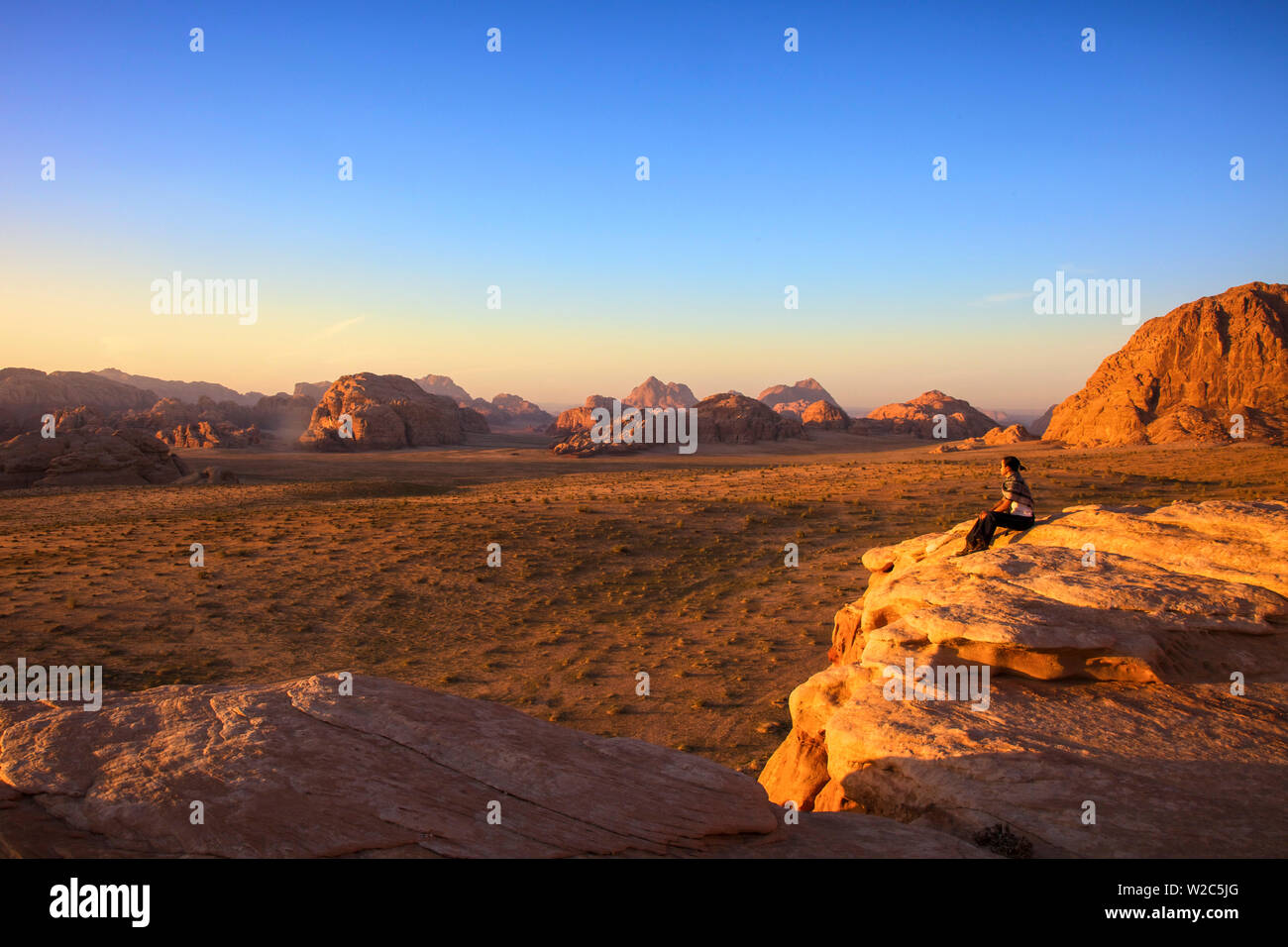 Tourist, Wadi Rum, Jordan, Middle East (MR) Stock Photo
