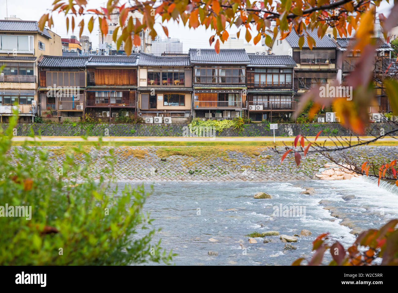 Japan, Kyoto, Restaurants on banks of Kamo river Stock Photo Alamy