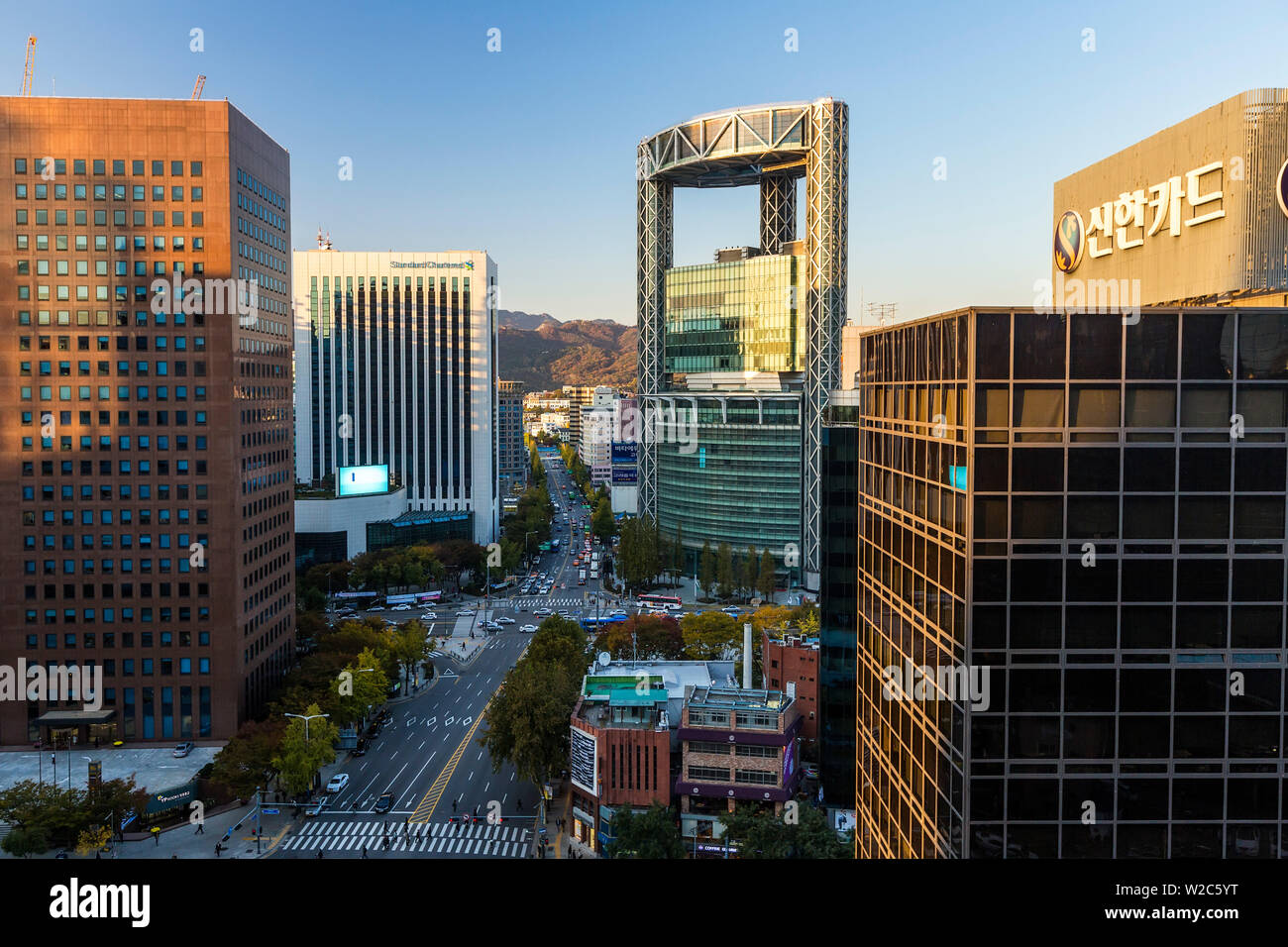 Modern architecture, Myeong-dong, Myeongdong, Seoul, South Korea Stock Photo