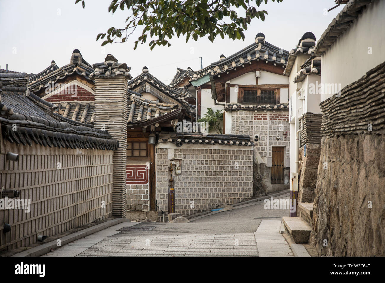 Traditional Korean houses in the Bukchon Hanok Village, Seoul, South Korea Stock Photo