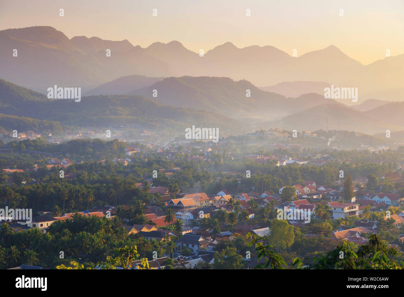 Laos, Luang Prabang (UNESCO Site), view from Mount Phousi Stock Photo