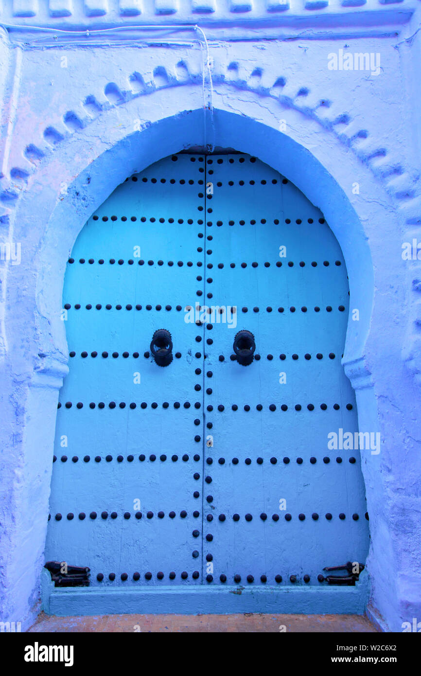 Door, Chefchaouen, Morocco, North Africa Stock Photo