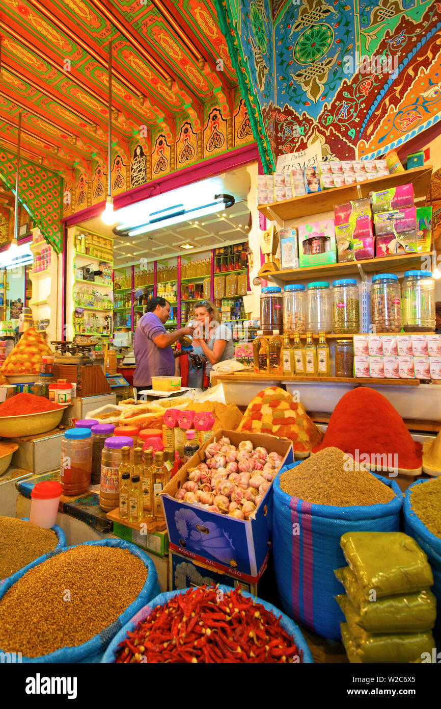 Spice Stall, Medina, Meknes, Morocco, North Africa Stock Photo