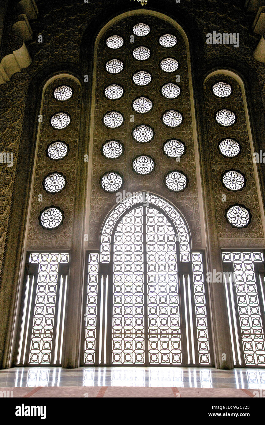 Interior of Hassan ll Mosque, Casablanca, Morocco, North Africa Stock Photo