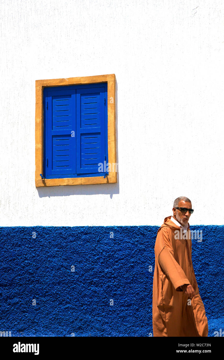 Person Walking In Oudaia Kasbah, Rabat, Morocco, North Africa Stock Photo