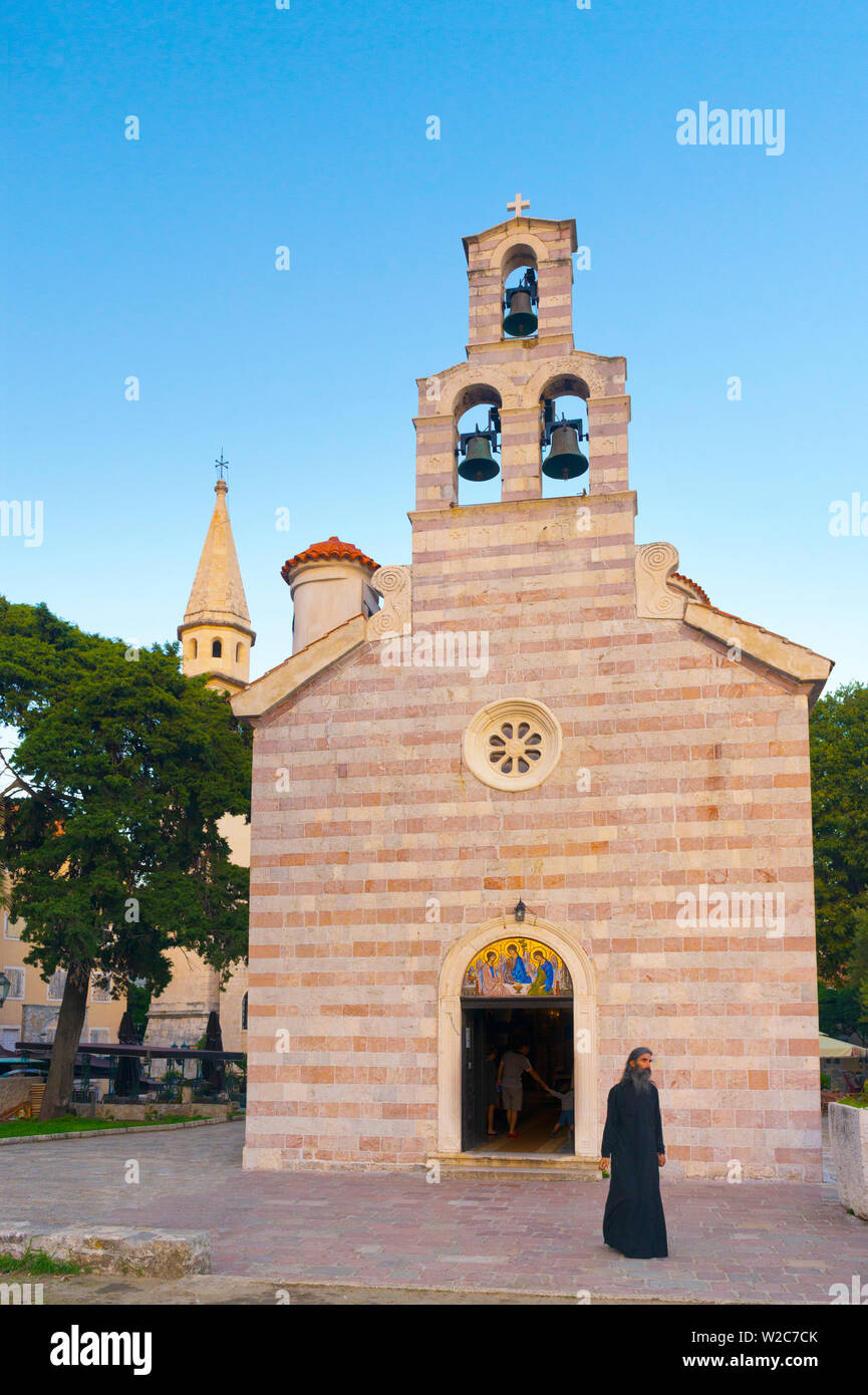 Montenegro, Budva, Old Town, Stari Grad, Church of the Holy Trinity, Crkva Sv. Trojice Stock Photo