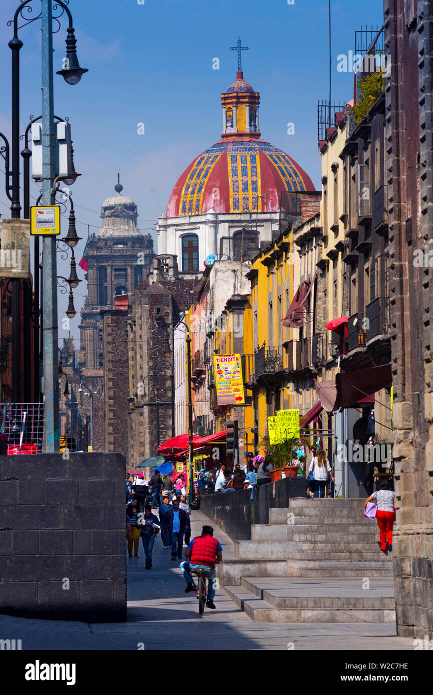 Mexico, Mexico City, Emiliano Zapata Street, Pedestrian Way, Iglesia de la Santisima Trinidad Stock Photo