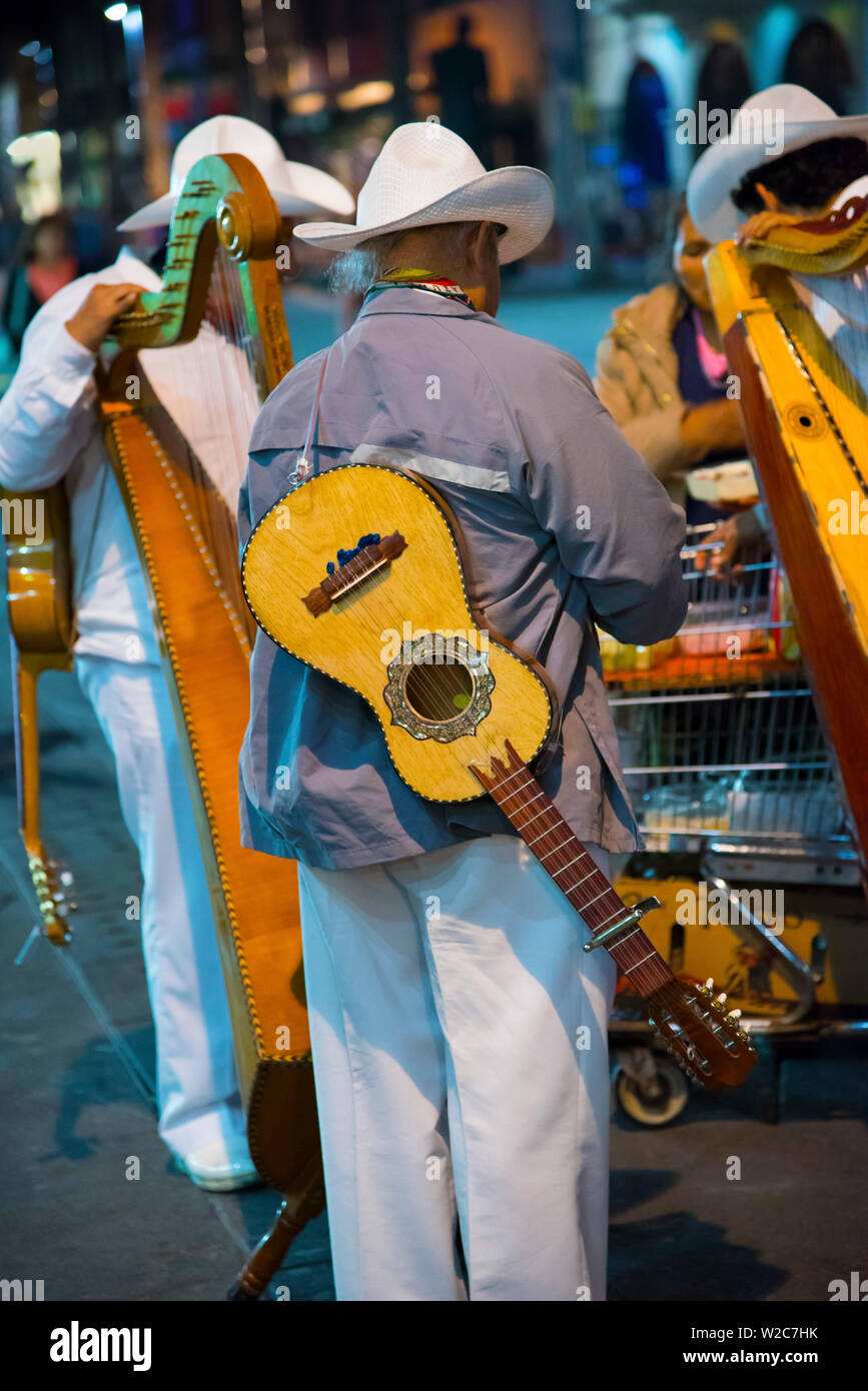Mexico, Mexico City, Mariachi Guitar Player, Plaza Garibaldi, Birthplace Of Mariachi Stock Photo