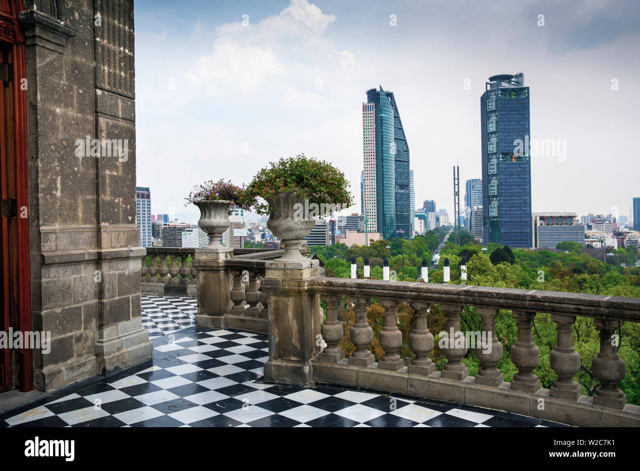 Mexico, Mexico City, Chapultepec Castle, Chapultepec Hill, Chapultepec Park, National Museum of History, Paseo de la Reforma High Rise Office Buildings Stock Photo