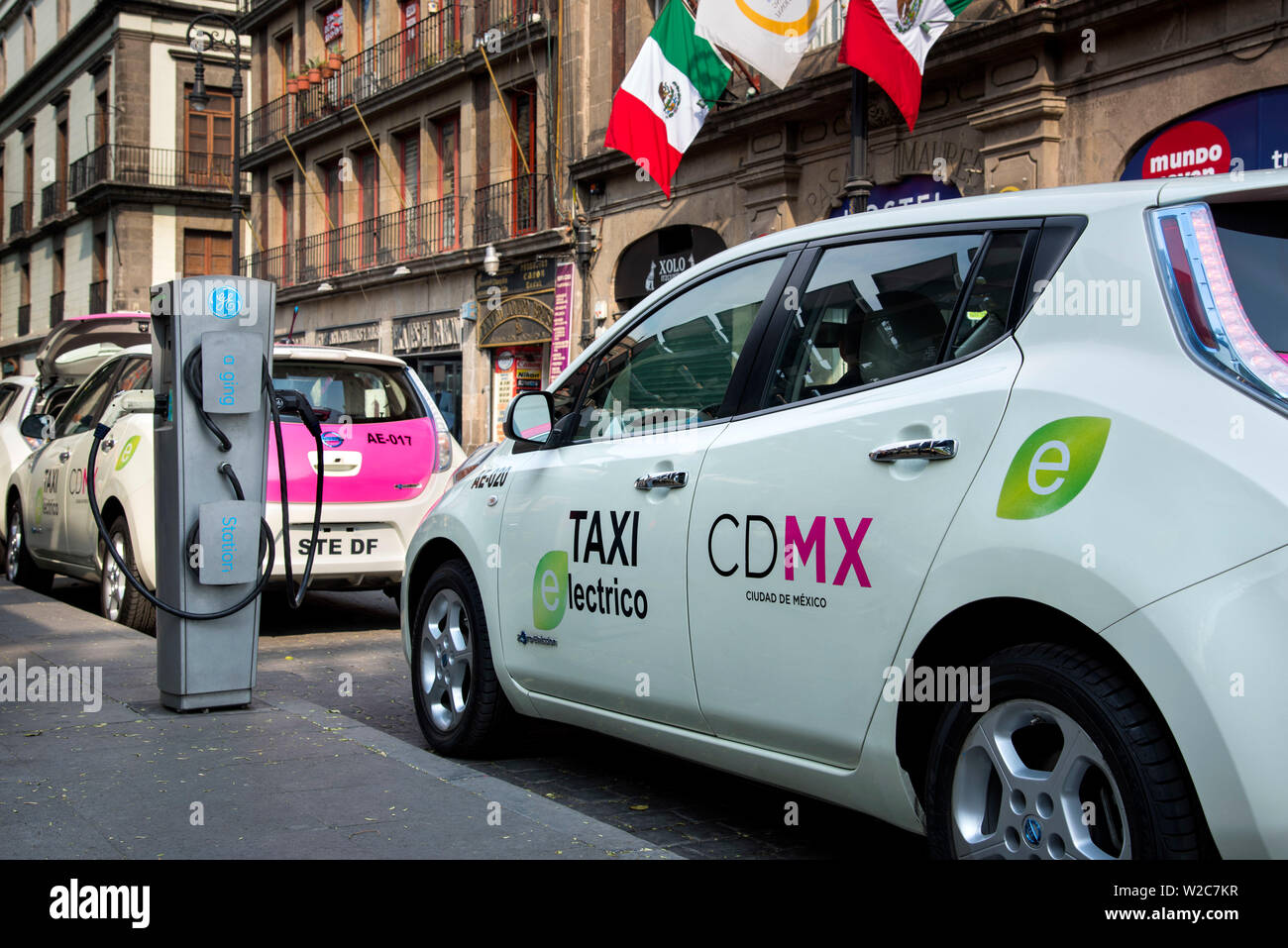 Mexico, Mexico City, Electric Taxis, Centro Historico Stock Photo