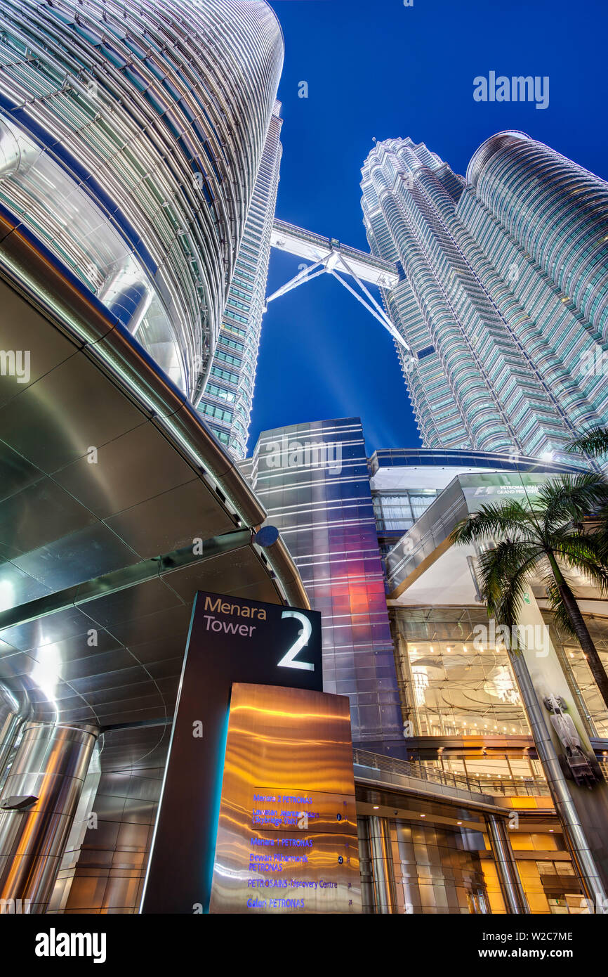Low Angle View of the Petronas Twin Towers, Kuala Lumpur, Malaysia, Asia Stock Photo