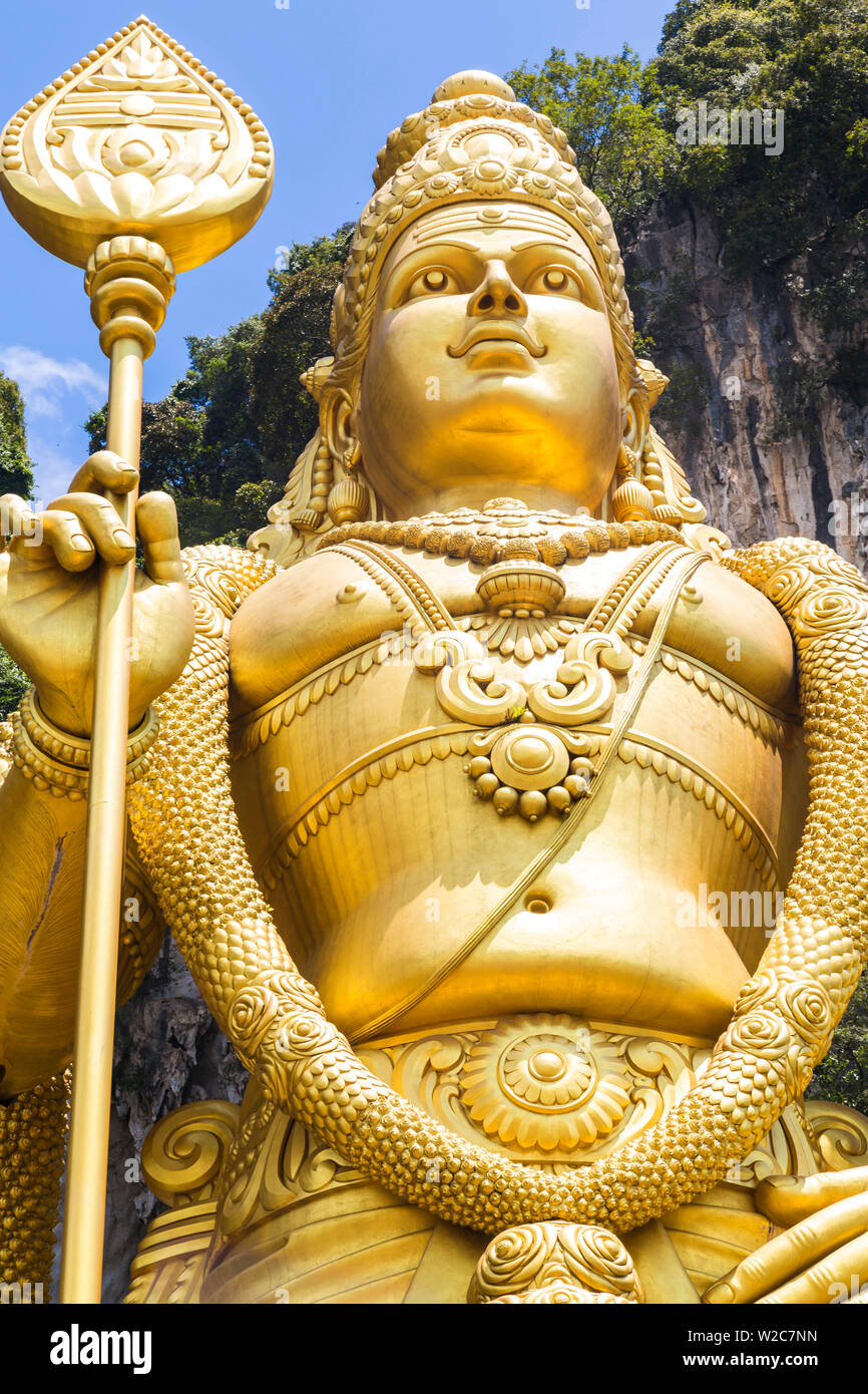 Murugan statue at the Batu Caves, Hindu religous site, Kuala Lumpur, Malaysia Hindu god of war and victory Stock Photo