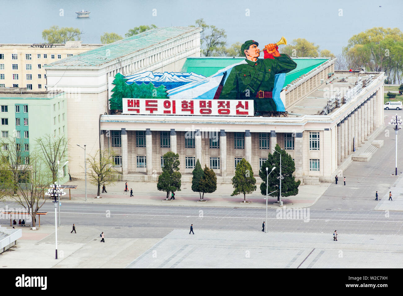 Democratic Peoples's Republic of Korea (DPRK), North Korea, Pyongyang, elevated view over Kim Il Sung Square Stock Photo