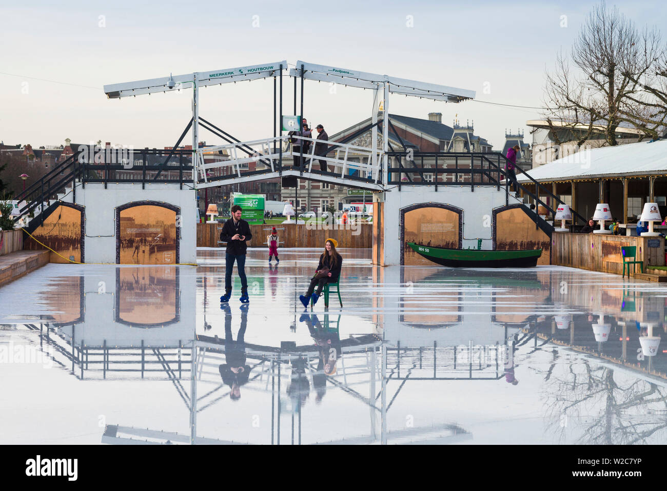 Netherlands, Amsterdam, Rijksmuseum, ice skating rink Stock Photo Alamy