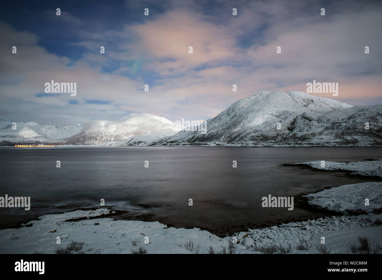 Aurora Borealis, Northern Lights, Sommaroy, Troms region, Norway Stock Photo