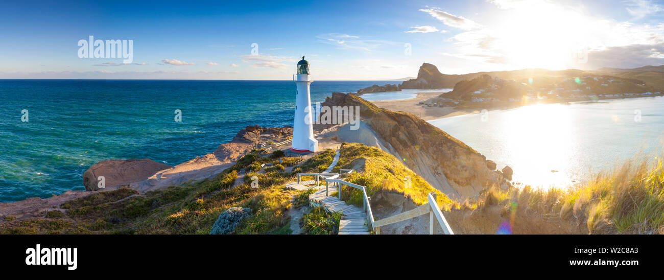 Lighthouse at Castlepoint, Wairarapa, North Island, New Zealand Stock Photo