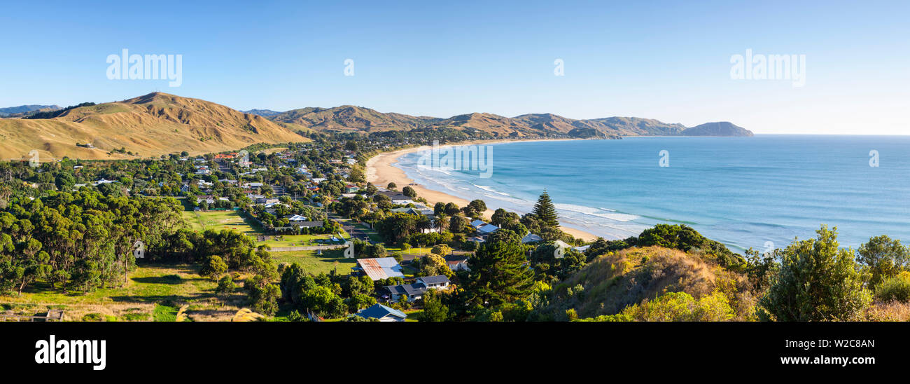 Elevated view over Wainui Beach, Gisborne, East Cape, North Island, New Zealand Stock Photo