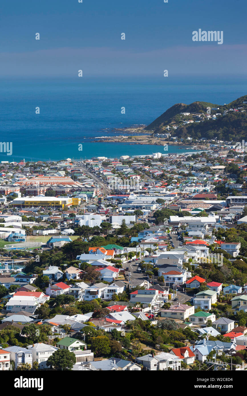 New Zealand, North Island, Wellington, elevated view of suburbs from Mt. Victoria Stock Photo