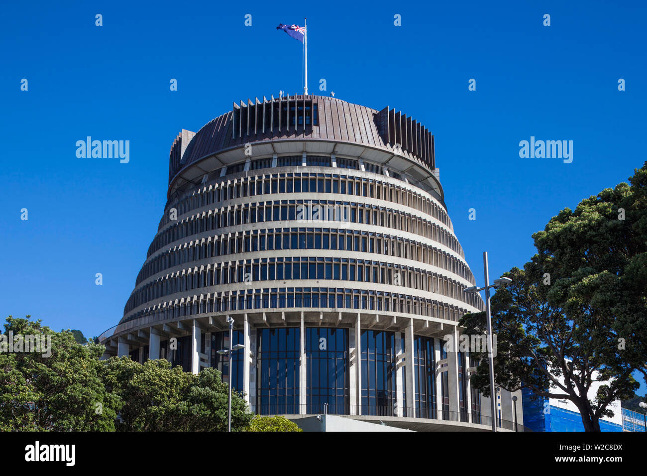 New Zealand, North Island, Wellington, The Beehive, Executive Wing of the NZ Parliament Stock Photo