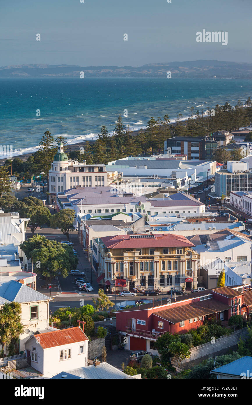 New Zealand, North Island, Hawkes Bay, Napier, elevated city view, late afternoon Stock Photo