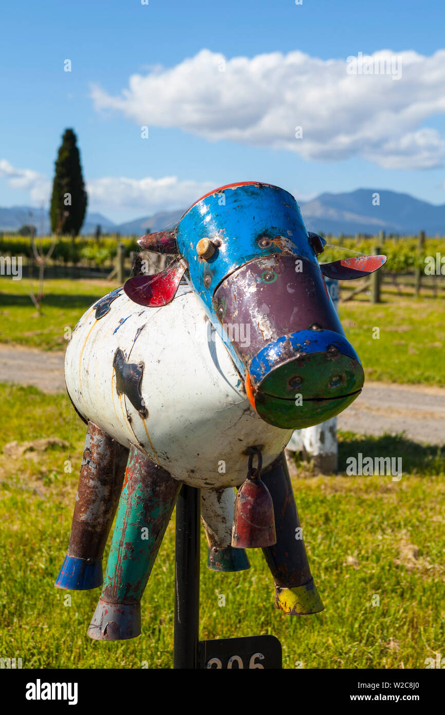 Rural letter box, Blenheim, Marlborough, South Island, New Zealand Stock Photo